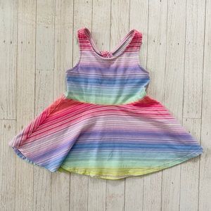 🦄Pastel Rainbow Stripe Jersey Knit Skater Dress🦄